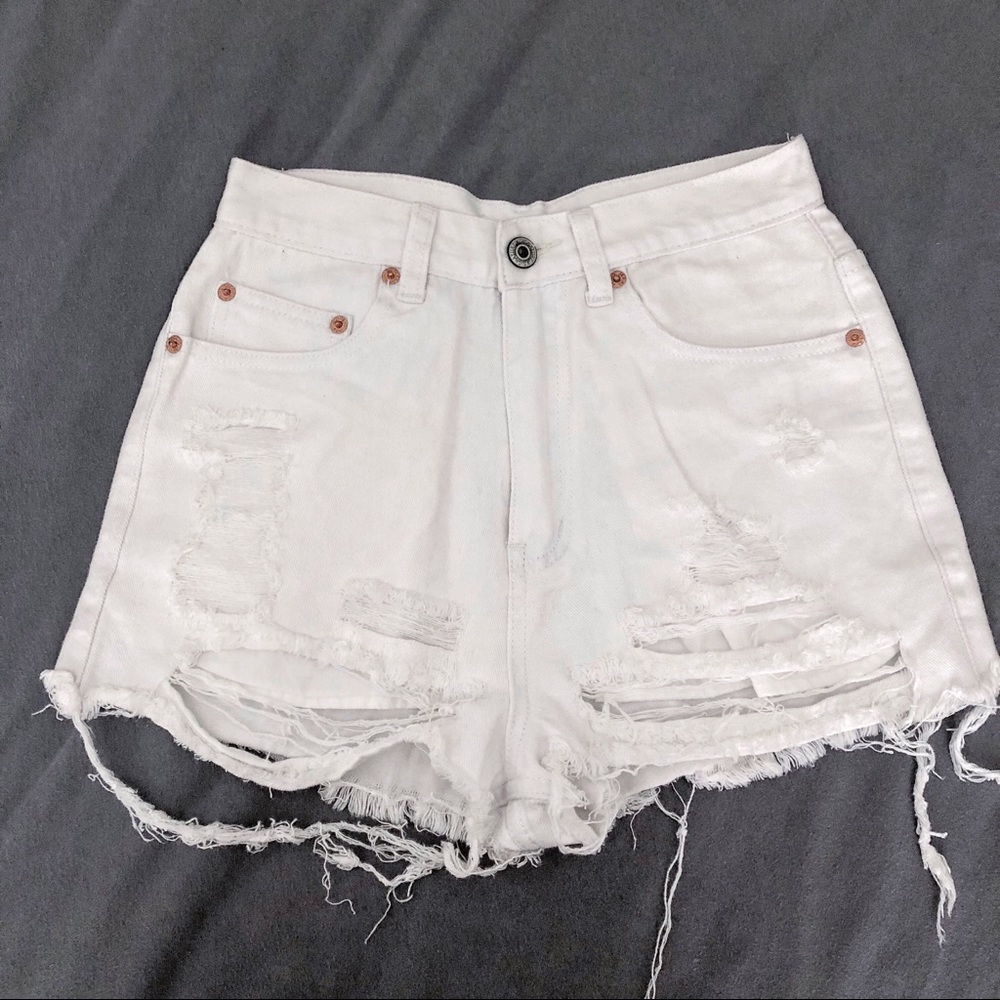 White denim shorts